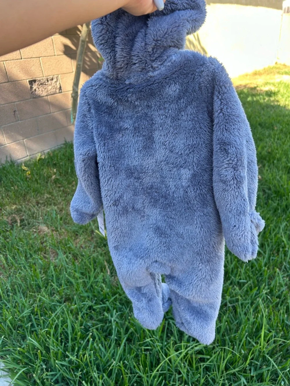 Carter's Plush Blue-Gray Bear Hooded Footed One-Piece